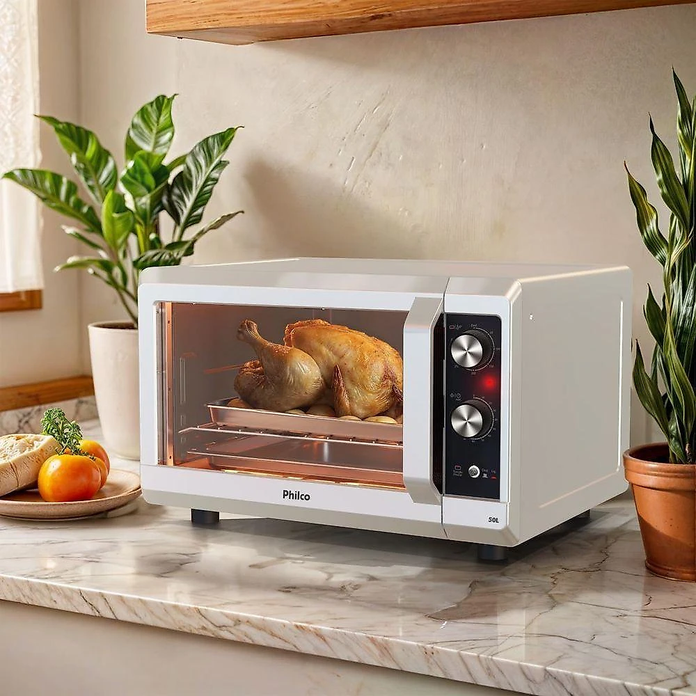 Forno Elétrico Bancada Philco PFE56B 50L 1750W Dupla Resistência Branco 110V