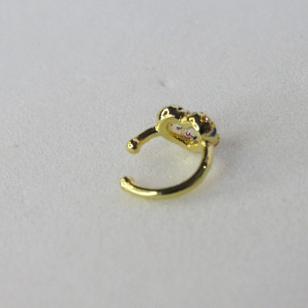 Piercing Fake Floratta Joias Coração Zircônias Coloridas Ouro 18k Dourado