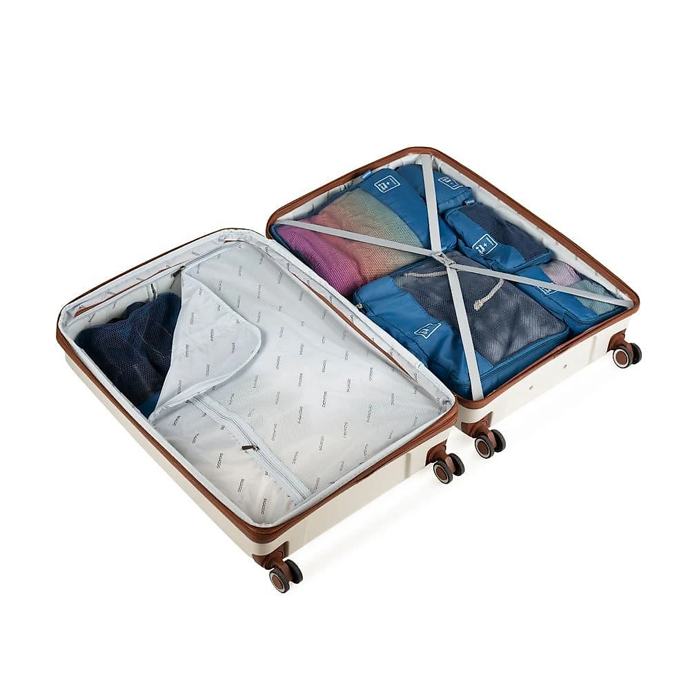 Mala grande 32 kg polipropileno 4 rodas malta branca/marrom branco - g