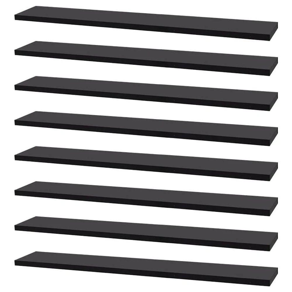 Prateleira Crie Fácil 50x15CM MDP Suporte Invisível Moderna Preto Mercado das Prateleiras 8 Peças