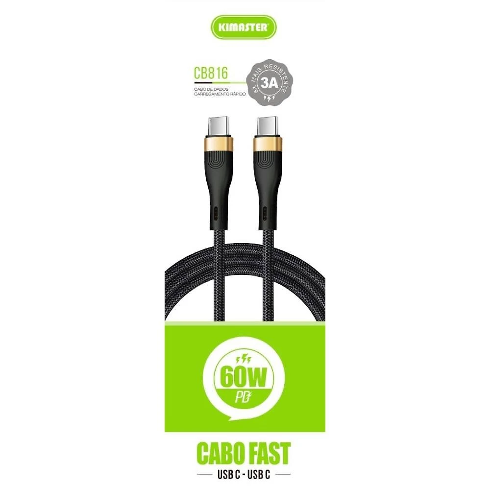 Cabo Tipo-c Kimaster Preto Para Usb-c 1,0m