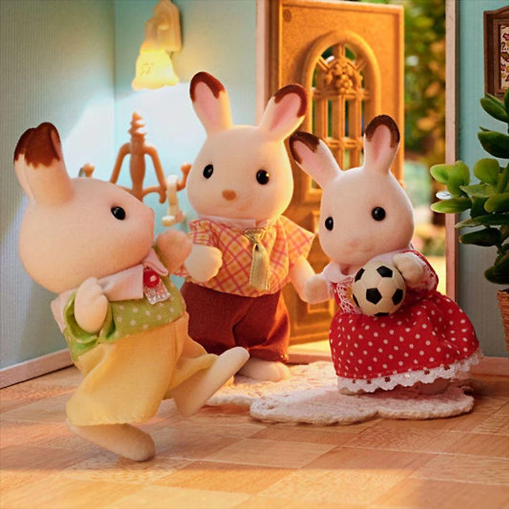 Conjunto de Bonecos Família dos Coelhos Chocolate 5655 Articulados Roupas Removíveis Epoch