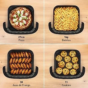 Fritadeira Elétrica Air Fryer Arno Easy Fry Extra AFP4 4L 1700W Painel Digital Preta Inox 110V