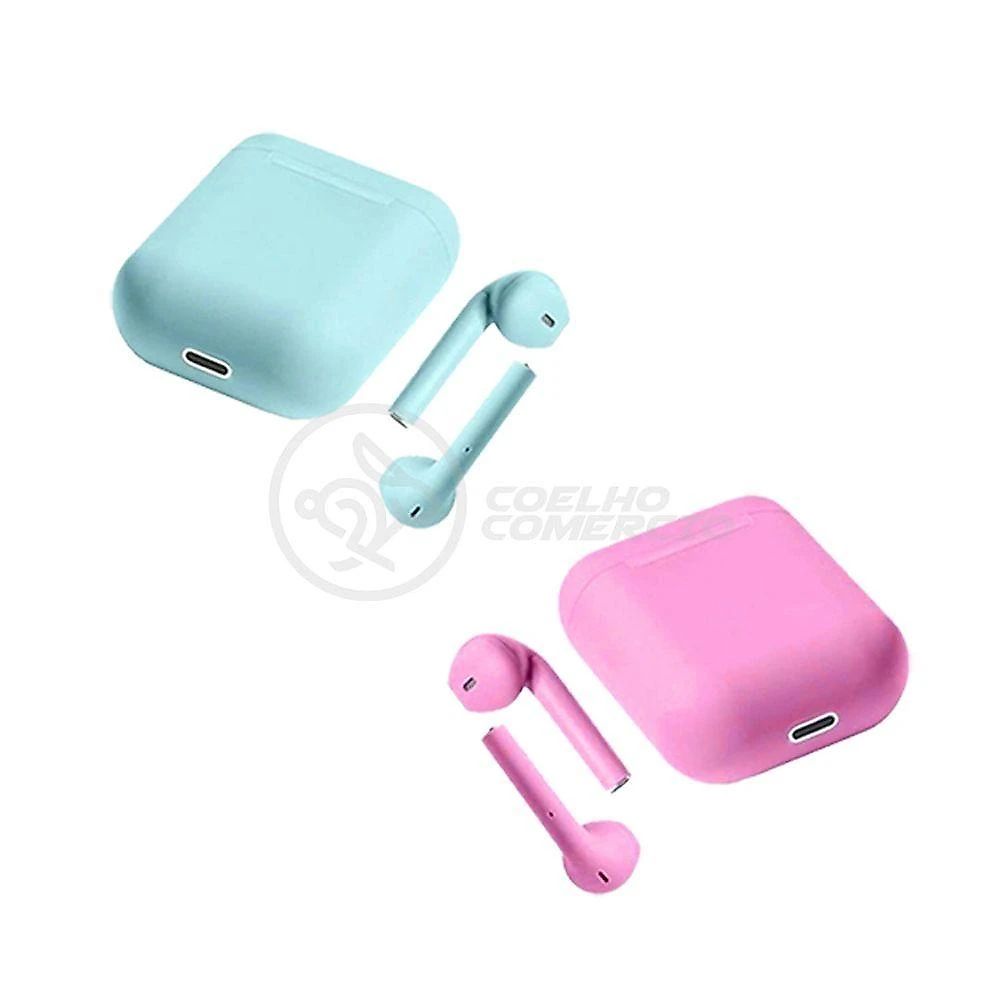 Kit Fone de Ouvido sem Fio Smart Bracelet Inpods I12 TWS Macaron com Som Estéreo Bluetooth V5.0