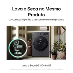 Miniatura Lava e Seca LG WD16GNTS6 16kg/10kg AI DD Wi-Fi TurboWash 360° Vapor Black Inox 110V