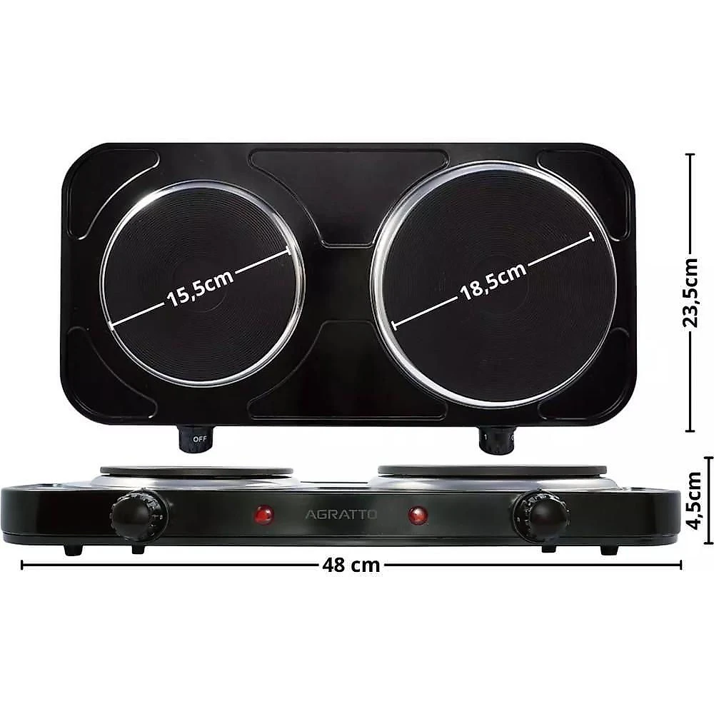 Fogão Elétrico de Mesa 2 Pratos 2500W FMP02 Preto Agratto 220V