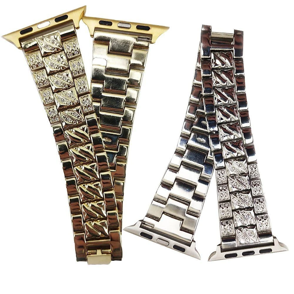 Kit 2 Pulseira Smartwatch Pedra Strass Smartband Aço 3 Elos