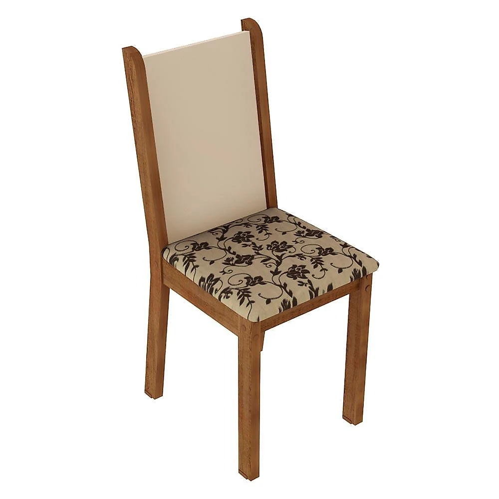 Conjunto sala de jantar mesa tampo de vidro 4 cadeiras rustic/crema/bege marrom suzy madesa