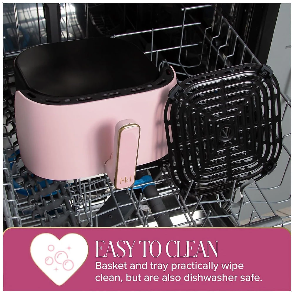 Paris Hilton Air Fryer Rosa, 6 Litros, 8 em 1, Display Touchscreen, Sem PFAS, 1700W, Fácil Limpeza