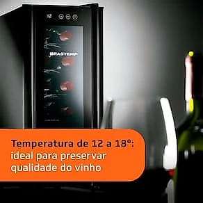 Adega de Vinhos Brastemp BZC12BE com Iluminação Led com Painel Eletrônico para 12 Garrafas - Preta 110V
