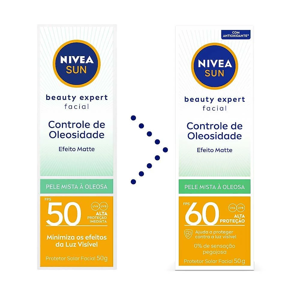 Nivea sun protetor solar facial beauty expert controle de oleosidade fps60 50g