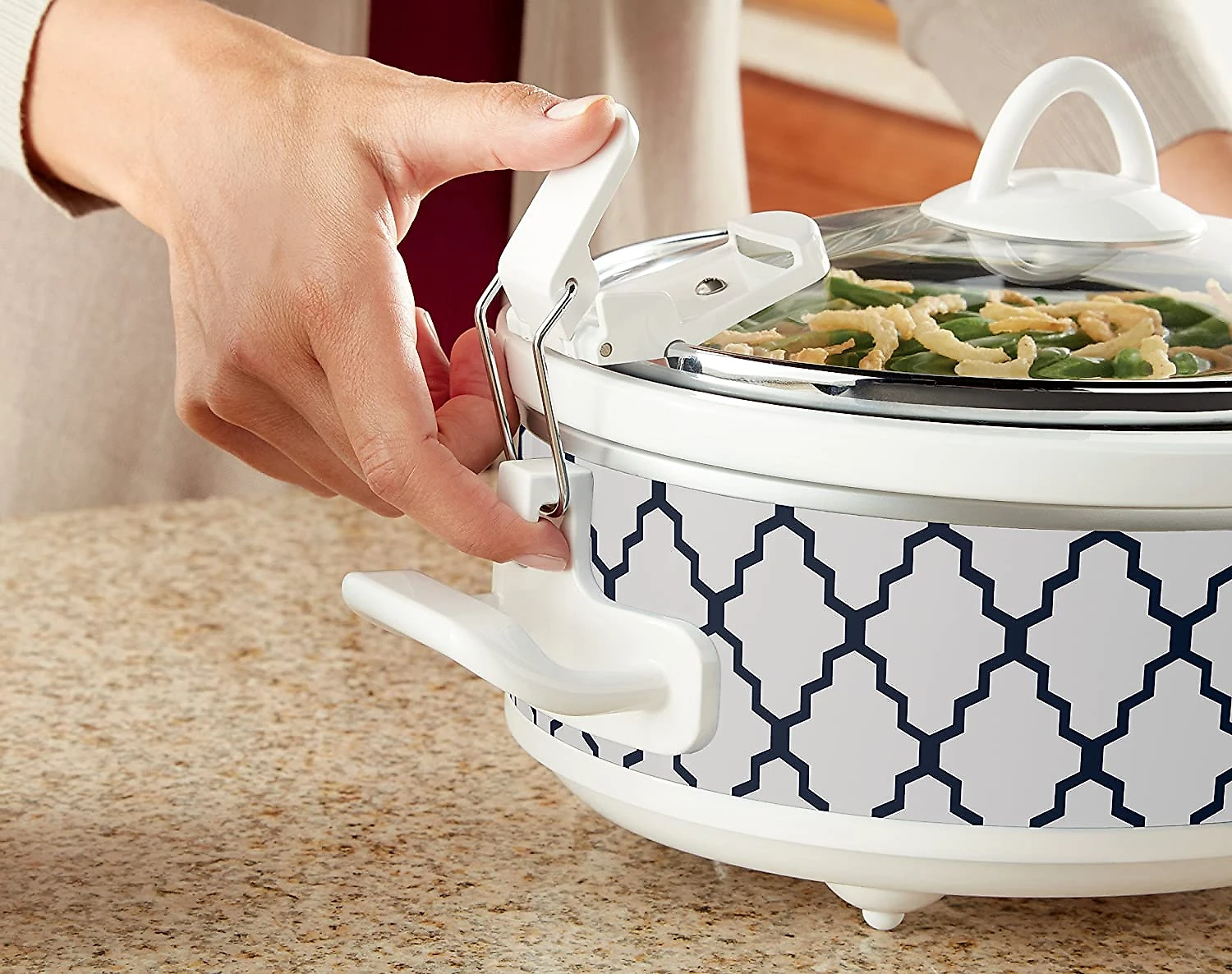 Crockpot 25Quart Mini Casserole Crock Slow Cooker WhiteBlue