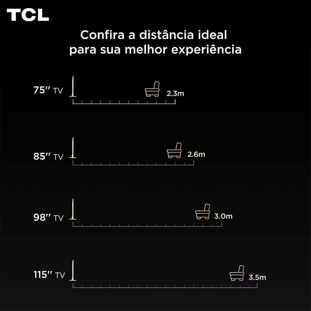 Smart TV TCL QD-Mini LED 4K 75" Polegadas com Google Assistente, Dolby Vision IQ e Wi-Fi - 75C7K Bivolt