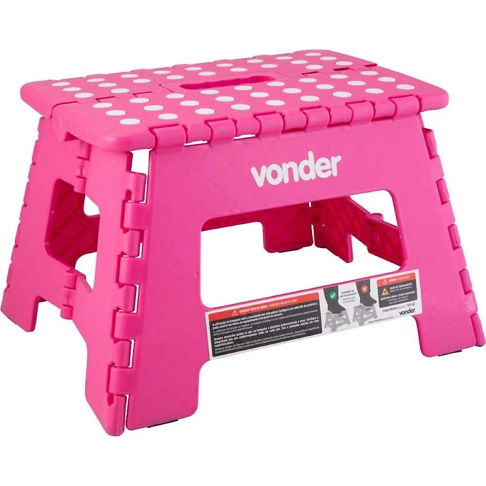 Banqueta plástica dobrável rosa 220mm vonder
