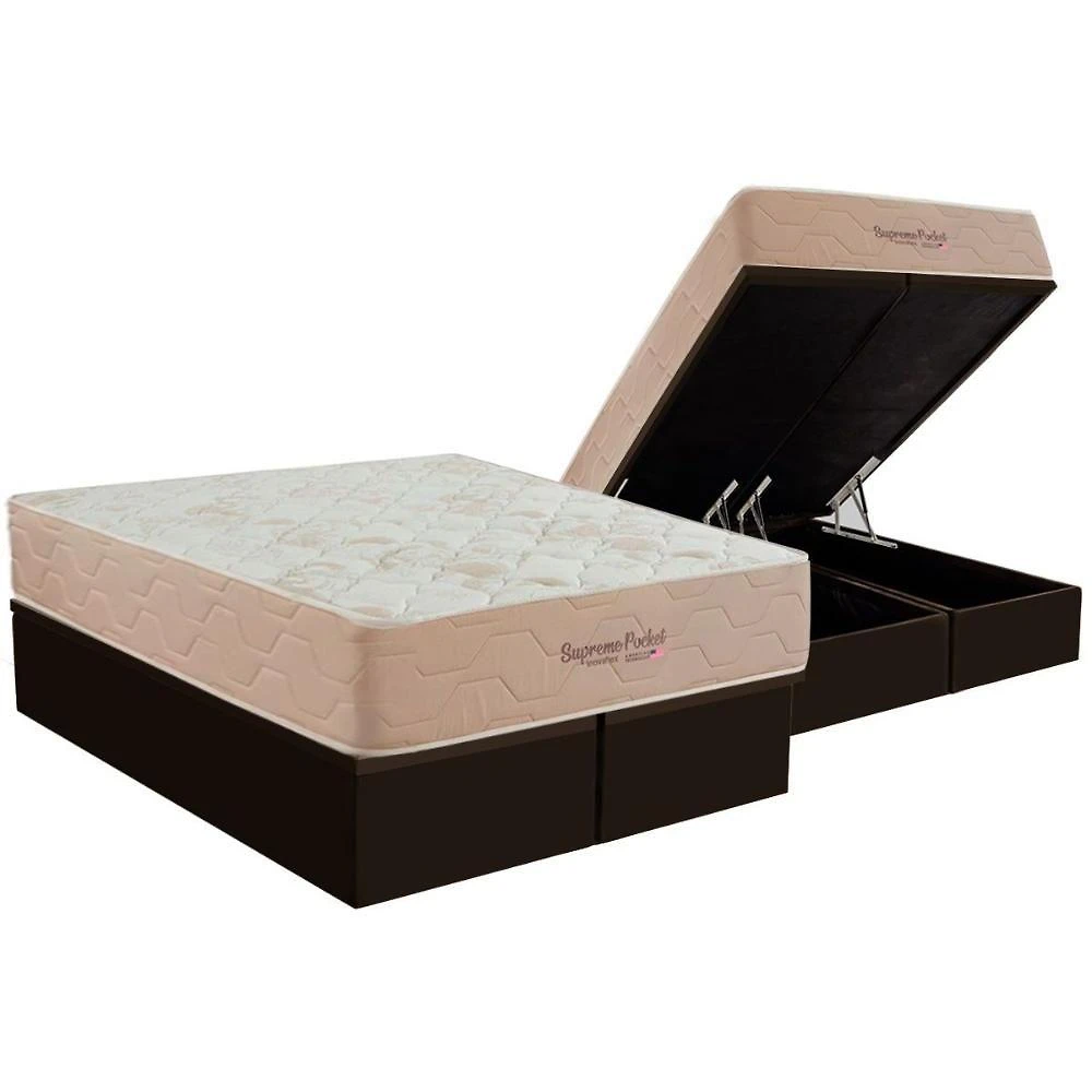Cama Box Baú Queen + Colchão Molas Inovaflex Supreme