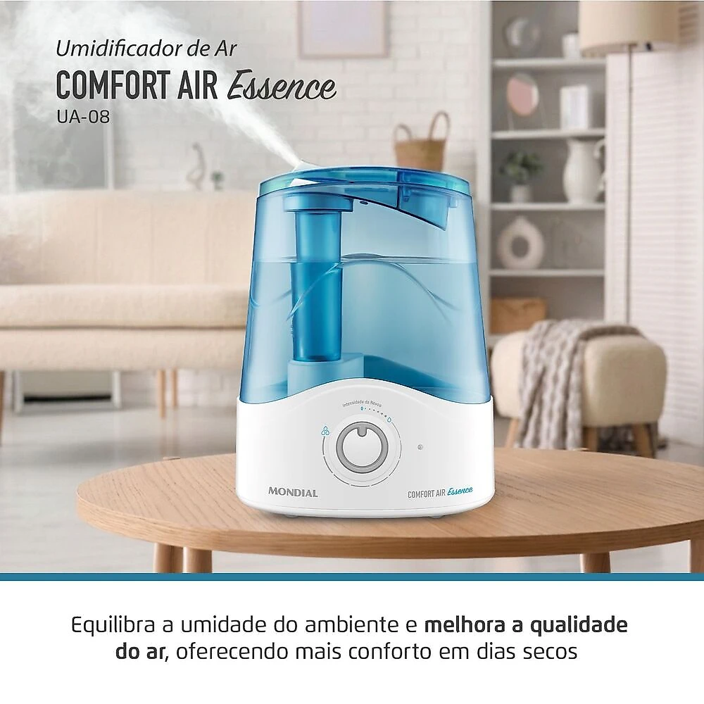 Umidificador de Ar Comfort Air Essence Mondial Branco/Azul Bivolt - UA-08 BIVOLT