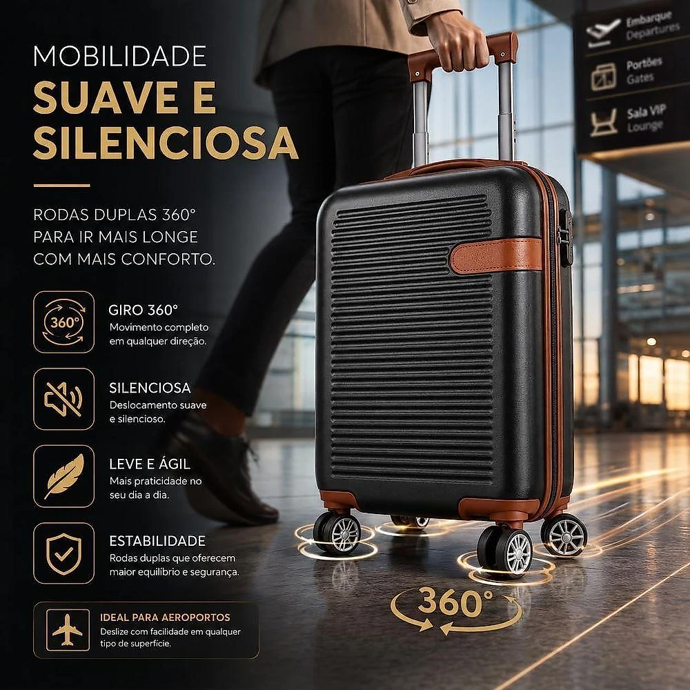 Mala de Bordo 10KG Policarbonato com Cadeado TSA Grafite