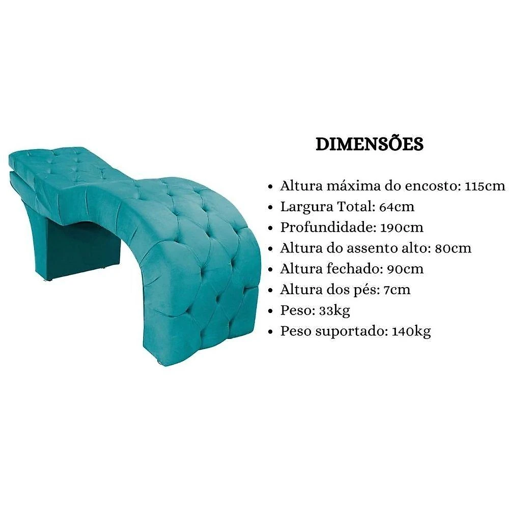 Maca Estética Estofada Reclinável Ergonômica Spa Veludo Yara Cor:azul Turquesa