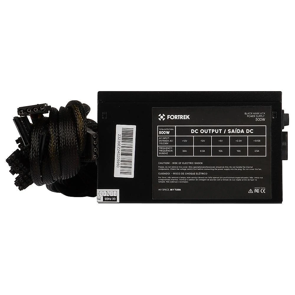 Fonte Fortrek Black Hawk, 500W, 80 Plus Bronze, PFC Ativo, Sem Cabo, Preto - 70459