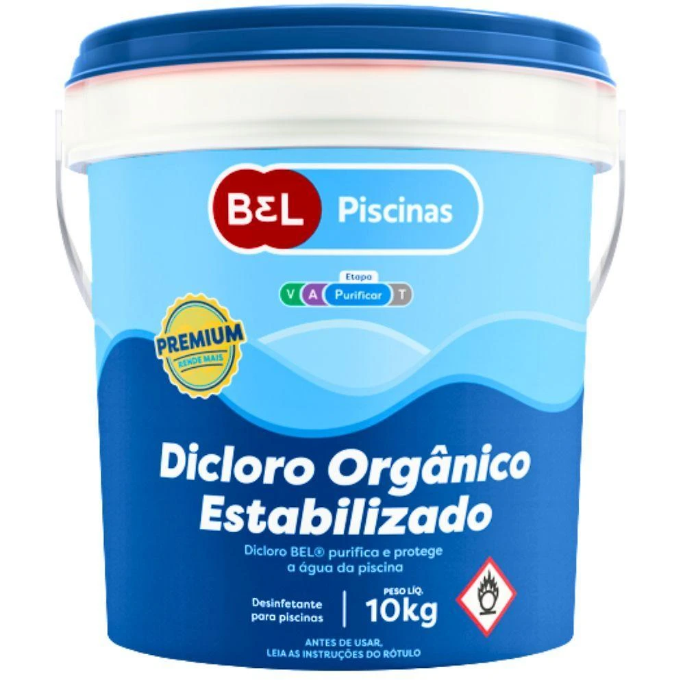 Dicloro Orgânico Estabilizado Bel Piscinas 10kg 60% Ativo