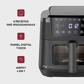 Fritadeira Elétrica Air fryer 9L 10 em 1 WAP PROSDÓCIMO AF03 Visor e Luz Interna 110V
