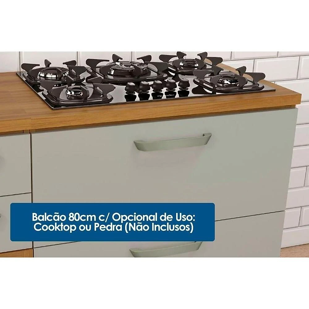 Cozinha Completa 4 Peças Princesa 1 Aéreo 2 Balcões 1 Paneleiro C6p59 Freijó Off White