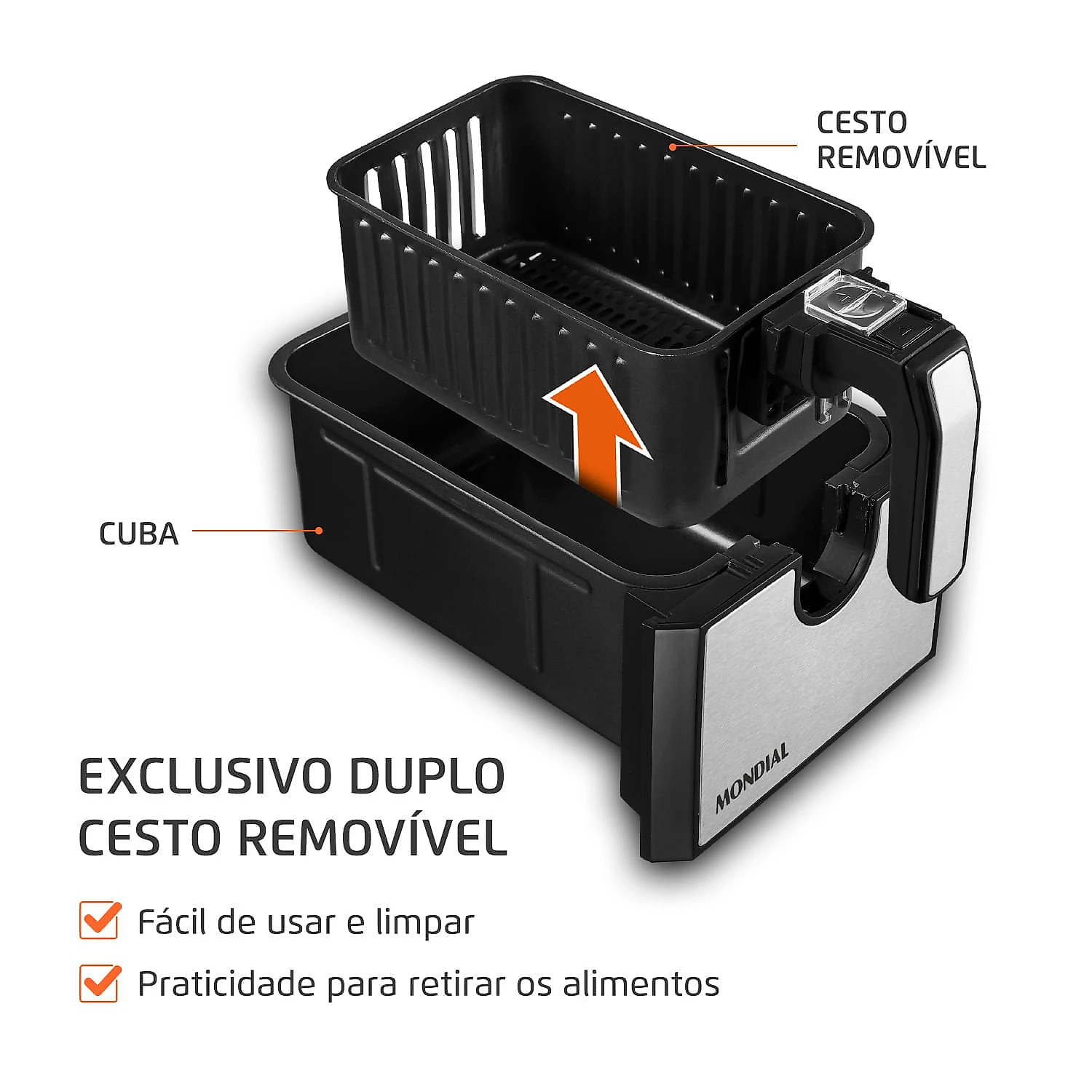 Fritadeira Air Fryer Dual Duplo Cesto 8L Mondial AFD-01-BI 127V