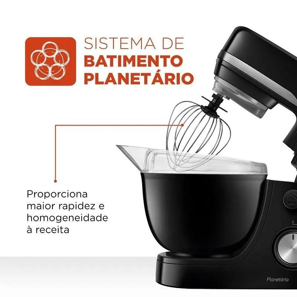 Batedeira Planetária BP-03-B 4,5 Litros 700W com 12 Velocidades Preta 110V
