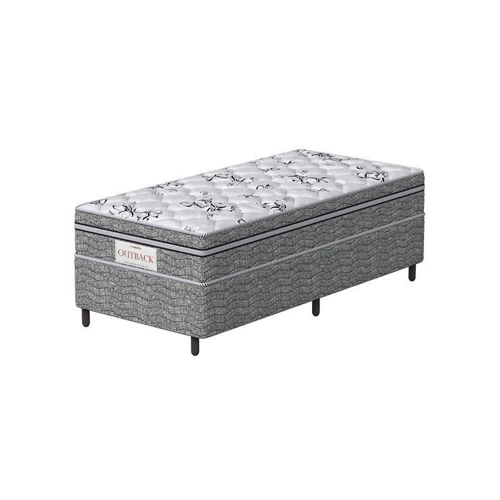 Conjunto Box Solteiro Mola Ensacada Prodormir Outback New Cinza