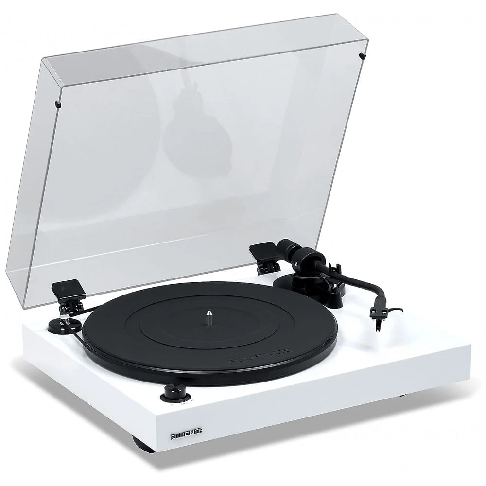 Toca Discos Retro com Cartucho Ortofon OM10 e Controle de Velocidade, Fluance RT82, Branco