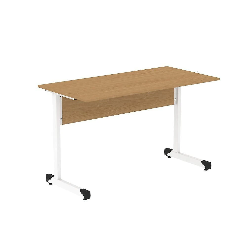 Mesa De Escritório Reta 150cm Com Pé Tubular Em Aço Linha P15 Samba-branco