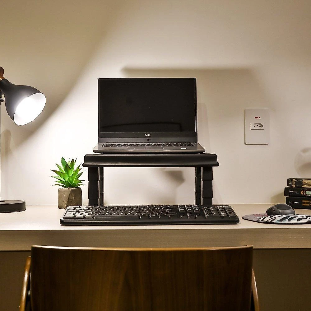 Suporte Ergonômico para Monitor e Notebook Reliza Ergonew 3, Ajuste com 3 Níveis de Altura, Preto - 11379