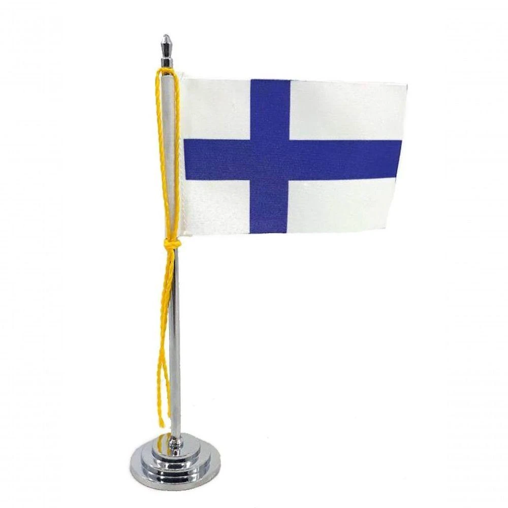 Mini Bandeira De Mesa Da Finlândia 15 Cm Poliéster