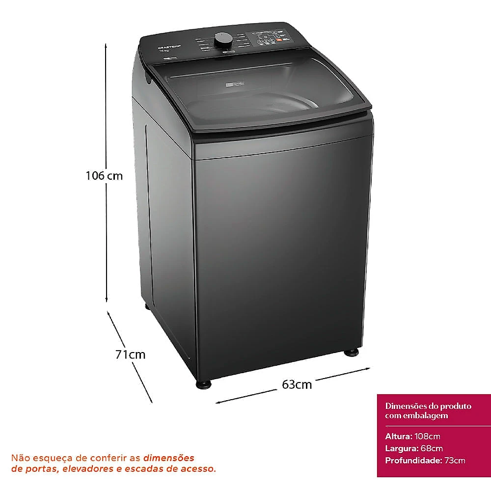 Lavadora de Roupas Brastemp 16Kg Cinza Platinum com 12 Programas de Lavagem com Smart Sensor - BWF16A9 110