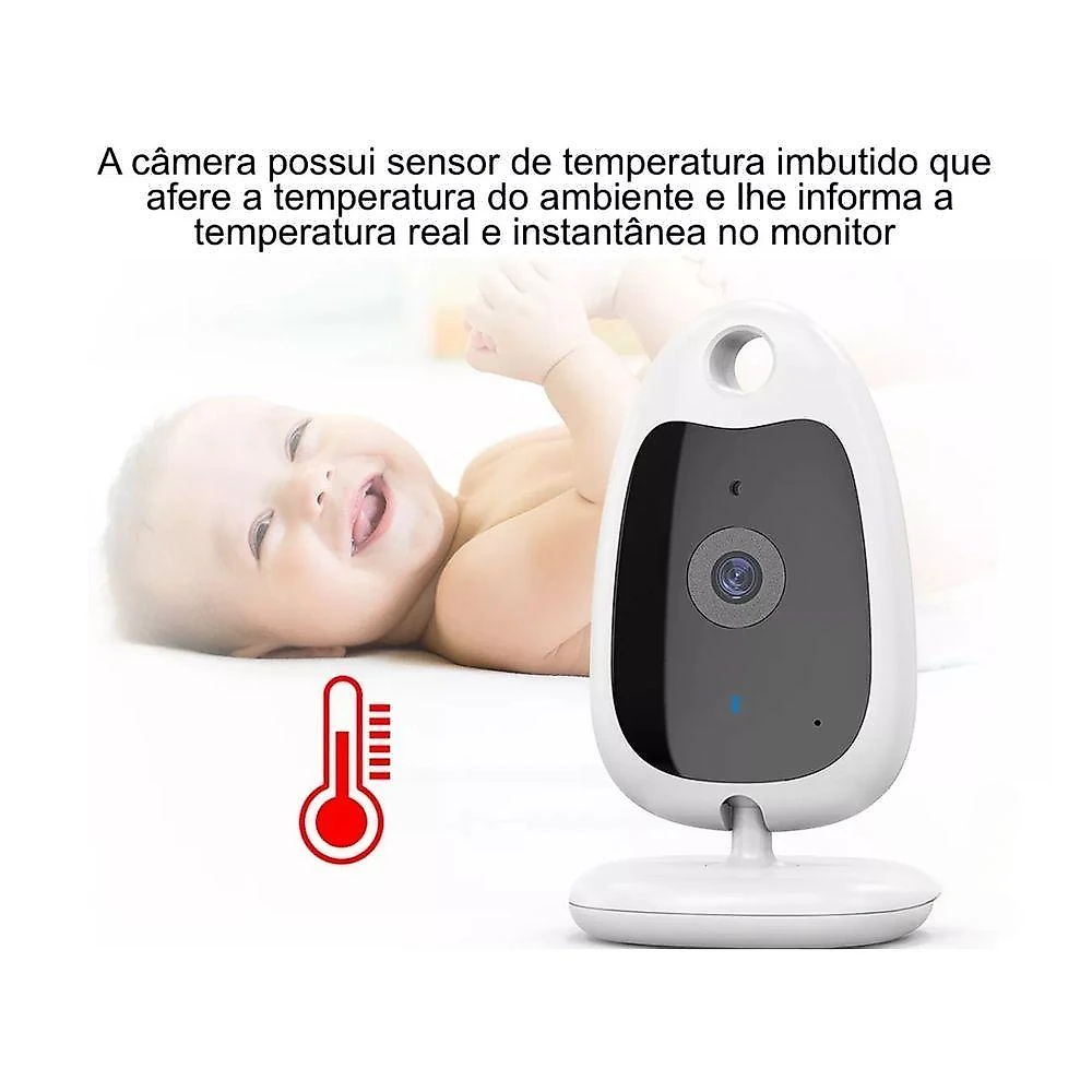 Babá Eletrônica EL-1809 com Câmera Monitor LCD de Vídeo Colorido sem Fio Ativação por Voz Eletromex