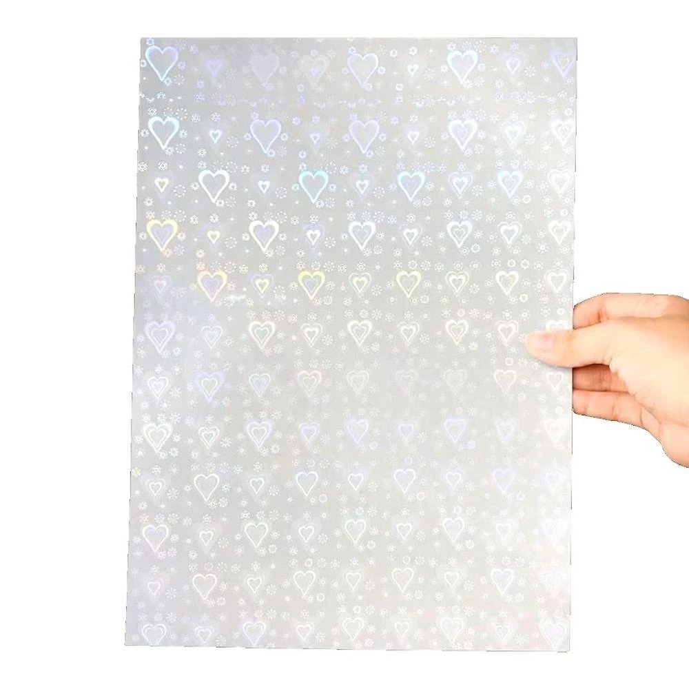 Papel Adesivo Holográfico Vinil Motivate Coração A4 50 Folhas Transparente