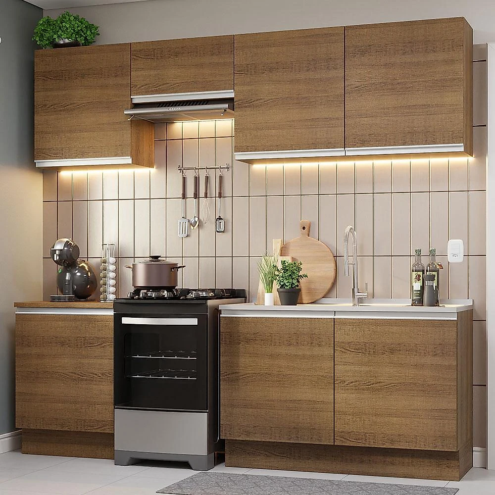 Armário de cozinha completa 240cm rustic glamy madesa 09