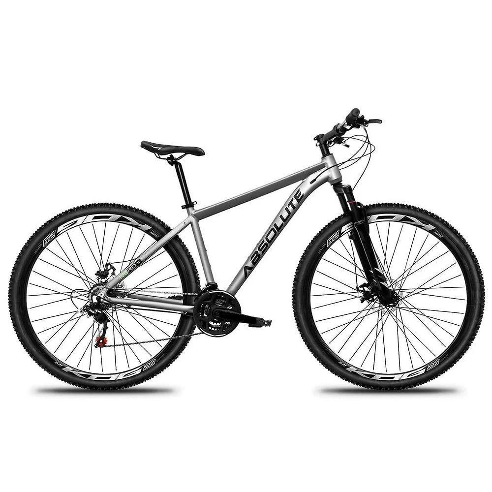 Bicicleta Aro 29 Absolute Nero 5 Alumínio 27v K7 Freio Disco Mecânico Garfo Suspensão - Cinza Tam.15