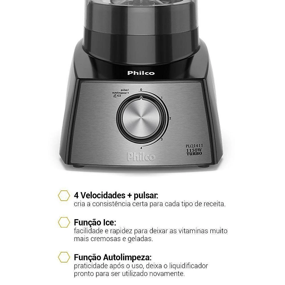 Liquidificador Philco PLQ1411P 4 velocidades 2,7L 1150W 220V