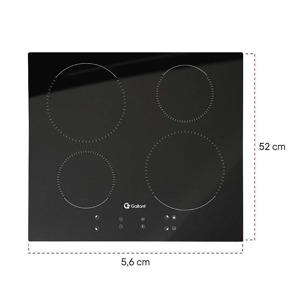 Cooktop gallant 4 bocas vitrocerâmico preto indução 220v painel touch screen