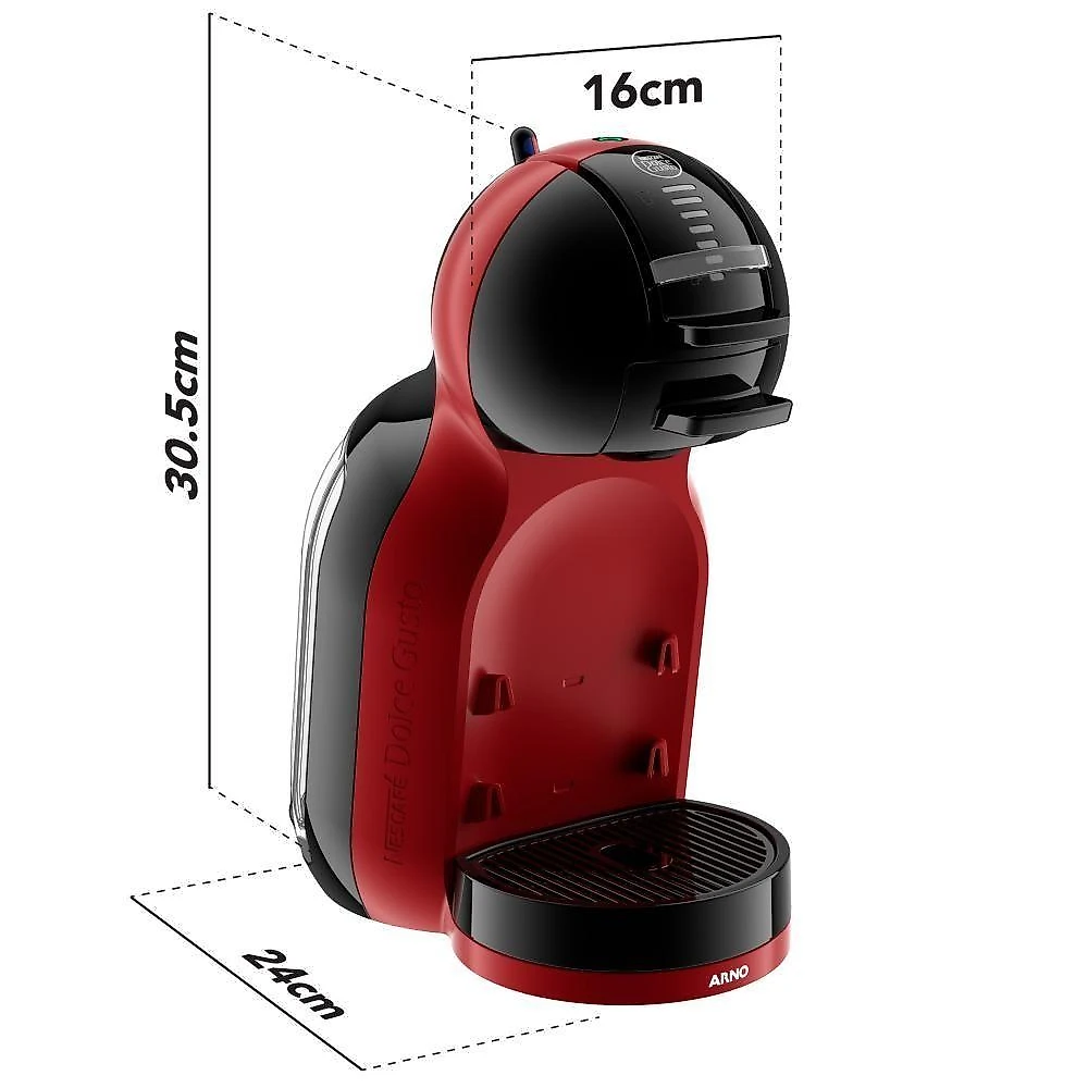 Cafeteira de Cápsulas Dolce Gusto Mini Me Vermelha e Preta com 30 Unidades 110V