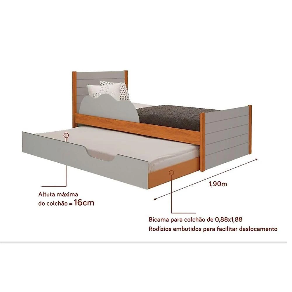 Colchão Solteiro Pérola Gray Polar 2un + Bicama Elza Branco