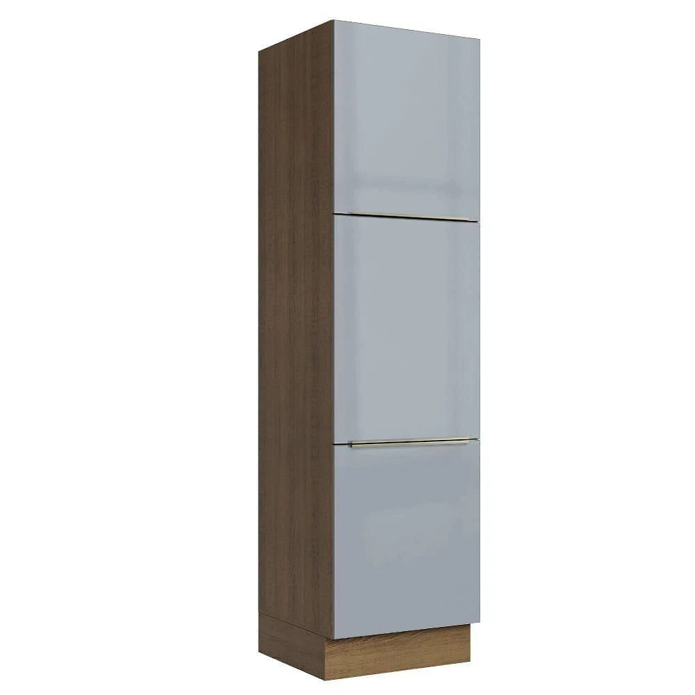 Paneleiro 60 Cm 3 Portas Rustic/cinza Lux Madesa Rustic/cinza