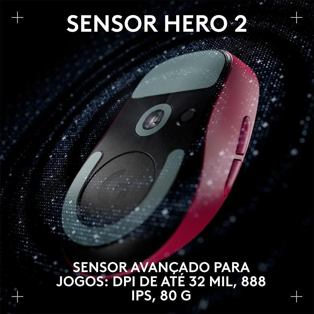 Mouse Gamer Sem Fio Logitech G Pro X Superlight 2 DEX, Lightspeed, 44.000 DPI, Design Assimétrico para Destros, Rosa Magenta- 910-007372
