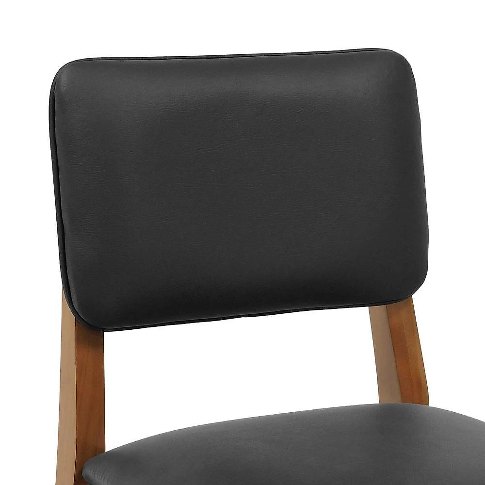 Banqueta Baixa-Cadeira Paris com Assento Estofado Madeira Maciça 39CM Amêndoa Corano Preto Decorise