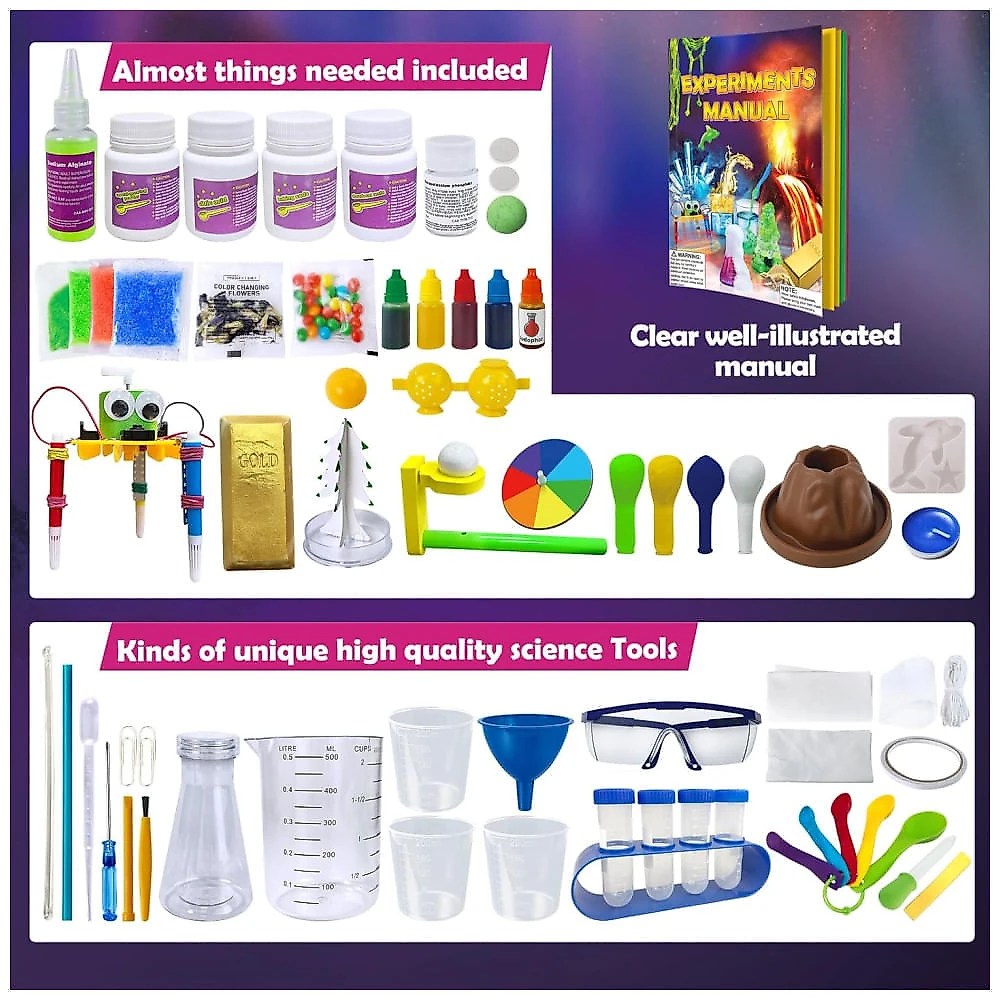 Kit de experimentos STEM educativos para crianças de 6 a 14 anos 150 projetos científicos divertidos e desafiadores U... 110v