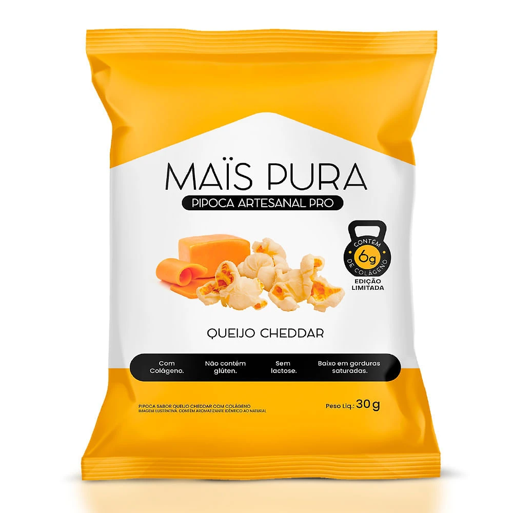 Pipoca Artesanal PRO Mais Pura Sabor Queijo Cheddar 30g