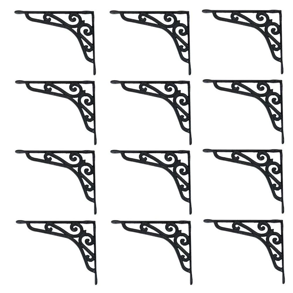 Kit 12 Cantoneiras Suporte Prateleira 20x25cm Preta Ouro Minas