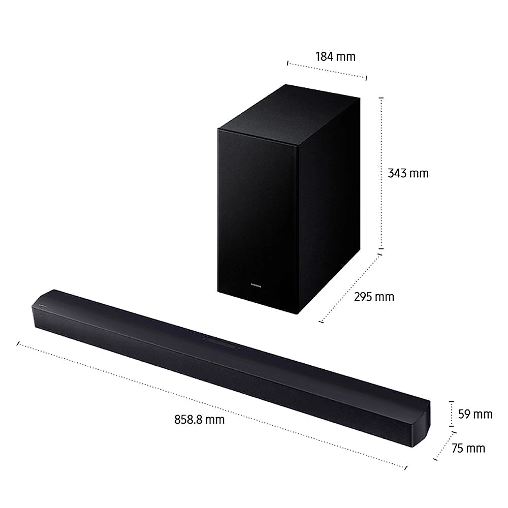 Soundbar Samsung Série B com 2.1 Canais, Subwoofer sem Fio e Conexão Bluetooth - HW-B450F Bivolt