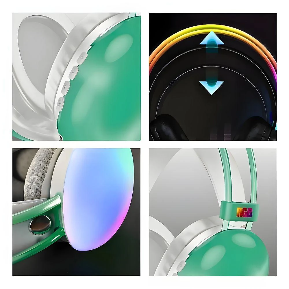 Fone de Ouvido Bluetooth PG580 com Conexão V5.3 sem Fio e Iluminação LED RGB para Jogos e Música